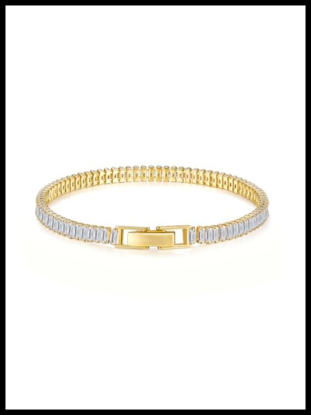 14K Gold Plated Cubic Zirconia Tennis Bracelet | Women's CZ Stone Bracelet